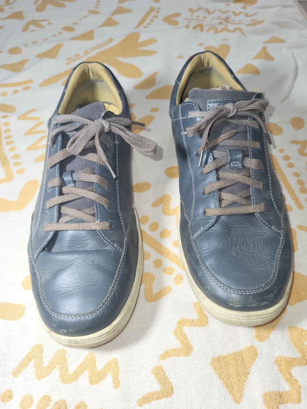 Cole Haan Men's Slate Blue Leather Sneakers with Beige Accents